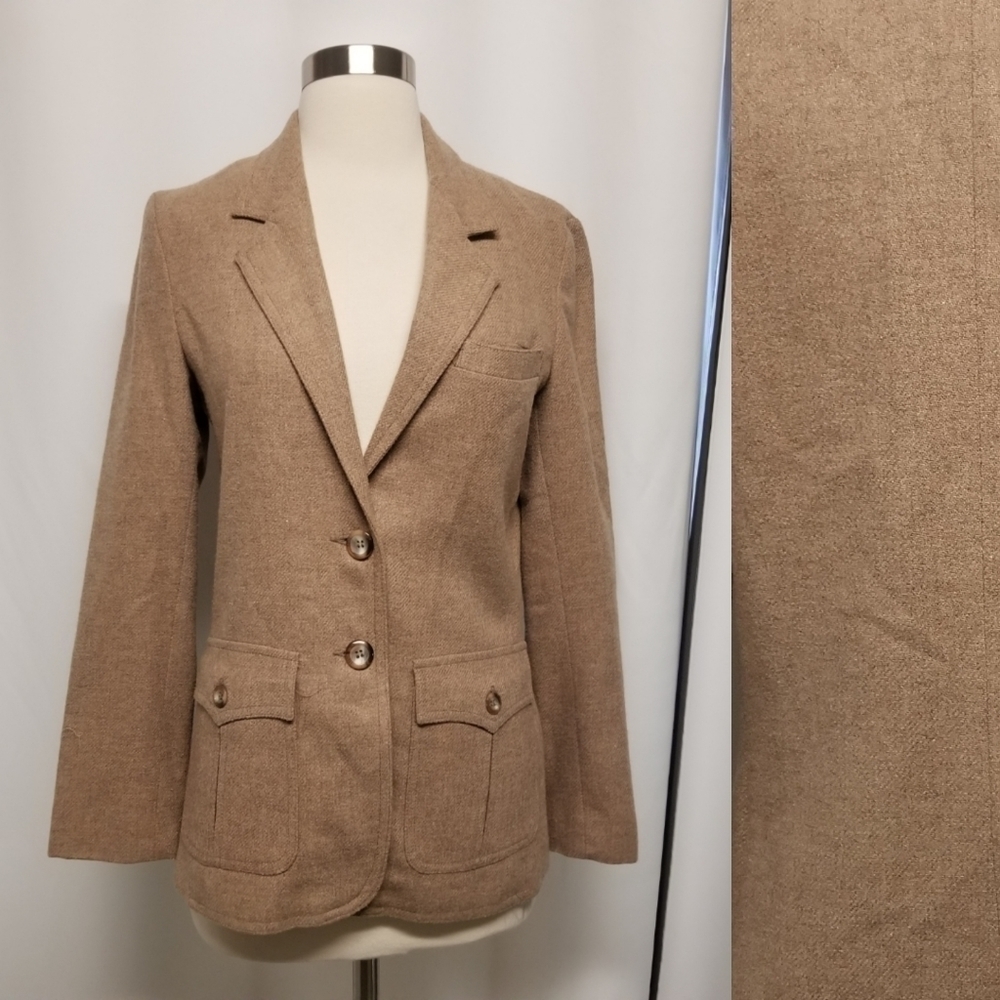 Vintage 70s Union Made‎ Retro Sandy Brown Wool Acadamia School Boy Blazer Small